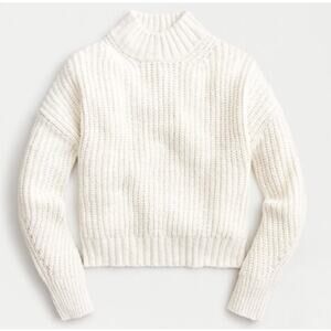 J. Crew Marled Donegal Mock Neck Sweater Ivory White Cotton Blend Relaxed XL